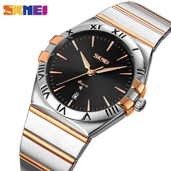 SKMEI 9257 Luxusné Quartz Mužov Sledujte Fashion Business Nepremokavé Dátum Nehrdzavejúcej Ocele pánske náramkové hodinky Muž Hodiny reloj hombre Obrázok