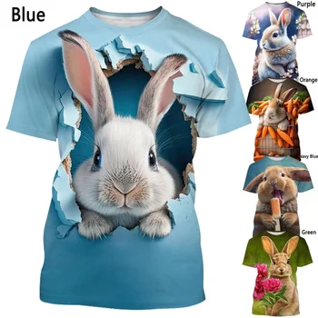 Nové módne roztomilý zvierat králik 3D vytlačené T-shirt pánske a dámske letné bežné krátky rukáv osobnosti tričko top Obrázok