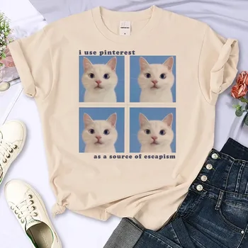 Používam Pinterest Ako Zdroj Úniku, Unisex tričká Mačka Jesť zmrzlinu Mužov Funny T-Shirts Karma Je Mačka, Retro Oblečenie Obrázok