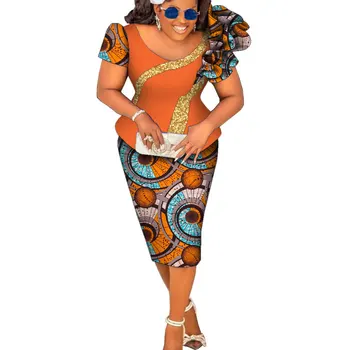Trendy Afriky Módne Nádherné Maxi Šaty dámske Svadobné, Blúzky a Sukne Dvoch-dielny Set Tradičné Oblečenie Wy10301 Obrázok