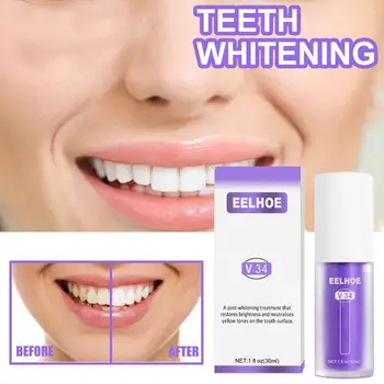 V34 Zubov Svieži Dych, zubná pasta Leštenie Fialová zubná pasta Odstrániť Škvrny Znížiť Žlté Zuby, Ďasná Ústnu Starostlivosť 30ml Obrázok