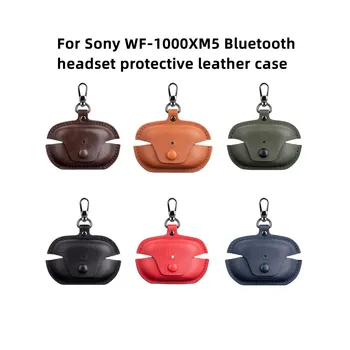 Prípadoch pre Sony WF-1000XM5 Bluetooth headset ochranné kožené farbou kože, model soft shell anti-jeseň WF-1000XM5 prípade Obrázok
