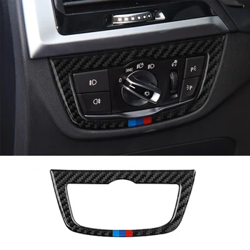 Carbon Fiber Auto Svetlometu Prepnúť Tlačidlo Kryt Rámu Dekoratívne Nálepky Interiér Upravený Príslušenstvo Pre BMW X3 G01 G08 X4 G02 Obrázok