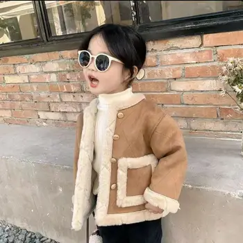 Príchod kórejský Dievčenské Zimné Kabáty Hrubé 2023 Krátke Teplé Oblečenie Bundy pre Mäkké a Pohodlné Deti Bavlna Teplé Oblečenie Obrázok