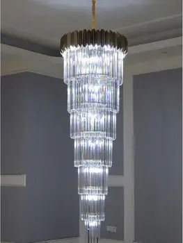 Moderné Grand LED Projektu Luster krištáľové lustre, Osvetlenie Villa hala Schodisko Dlho Hotel Lobby Veľké Crystal Bar Visí Lampa Obrázok