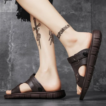 Klasické Luxusné Značky Dizajnér Papuče Mužov Sandále Mužov 2023 Mužov Papuče Módne Kože Flip Flops Mužov Vonkajšie Papuče, Sandále Obrázok