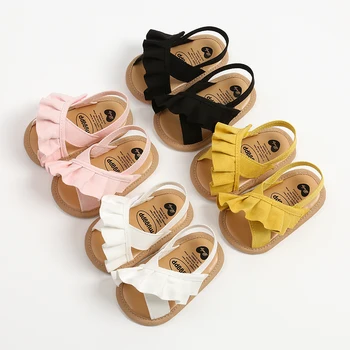 Novorodenca Baby Girl ' s Volánikmi Otvorené Prst Sandále, na Jar A Leto Obrázok
