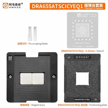 Amaoe DRA655ATSCICYEQ1 BGA Prípravky na Spájkovanie Nastaviť Auto Chipset IC Reballing Magnetické Základne Platformu Tin Rastlín Ôk 0,2 mm Obrázok