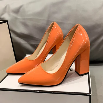Jeseň Ženy, Vysoké Podpätky, Topánky Sexy Robustný Sandále 2023 Dizajnér Plytké Šaty Ukázal Prst Čerpadlá Strana Luxusné Mujer Zapatos Obrázok