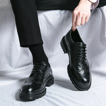 Ručne Mens Oxford Topánky Skutočné Teľacie Kože Prízvukom Šaty Topánky Klasické Obchodné Formálne Topánky Muž Obrázok