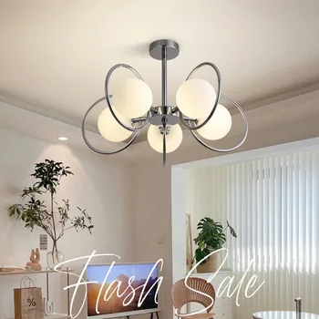 Lustre Nordic LED Pre Obývacej Izby Zariadené Spálne, Kuchyňa, Jedáleň, Vnútorné Osvetlenie Závesné Nezávislá Lampy, Stropné Svetlá Strieborná Obrázok