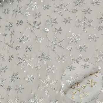 150x50cm PV Velvet Pozlátené Snowflake Velvet Textílie Pre Vianočné Dekorácie Gauč Vankúš Ručné DIY Šitie Handričkou TJ20540 Obrázok