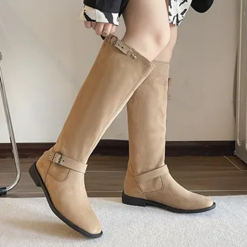 Ženy Kolená Vysoké Chelsea Boots 2023 Nové Zimné Bytov Platformu Goth Topánky Dizajnér Bežné Vychádzkové Topánky Ženy Motocykel Botas Obrázok