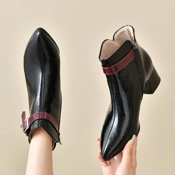 Ženy Polovice Podpätky Gladiator Chelsea Boots Členok Zimné Robustné Topánky 2023 Nové Módne Namieril Prst Na Zips Dizajnér Mujer Zapatos Obrázok