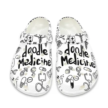 Doodle Medicíny Obuv pre Ženy, Mužov, Ľahké Domáce Papuče zdravotnej Starostlivosti Tlač Unisex Bytov Otvor Topánky Dezodorant Plážové Sandále Obrázok