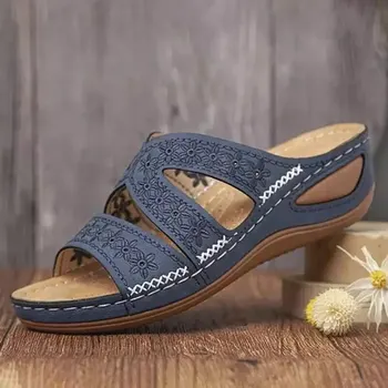 Letné Ženy Klin Sandále Premium Ortopedické Otvorené Prst Sandále Vintage Bežné Ženské Platformu Retro Topánky Obrázok