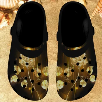 Nopersonality Gold Rose Dizajn Sandále dámske Ležérne List Papuče Jednoduché Nosenie Pohodlie Sandalias De Mujer Priedušná Brodenie Obrázok