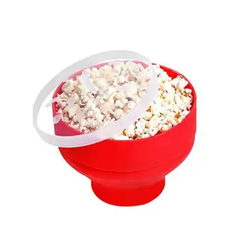 Silikónové PopCorns Misy Mikrovlnná Rúra Zložené Vedro Popcorns Maker S Vekom Vysokým Teplotám Opakovane Náhodné Farby Obrázok