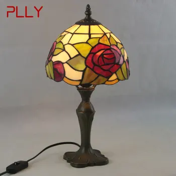 PLLY Tiffany stolná Lampa LED Tvorivé Moderné Kvety, Sklo, Nočné Stôl Light Decor Pre Domáce Obývacia Izba Hotel Spálne Obrázok
