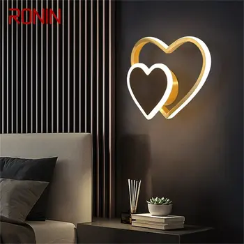 RONIN Nordic Stenu Sconces Lampy Mosadz Súčasnej Tvorivej Lásky Tvar LED Svetlo Pre Vnútorné Domov Obrázok