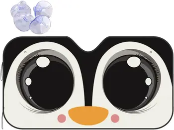Roztomilý Veľké Oko Penguin Vzor Auto slnečník Predné Okno Slnečník pre Väčšinu Sedany SUV Kamión Blokuje Uv Žiarenie Udržať Vaše Vozidlo v Pohode Obrázok