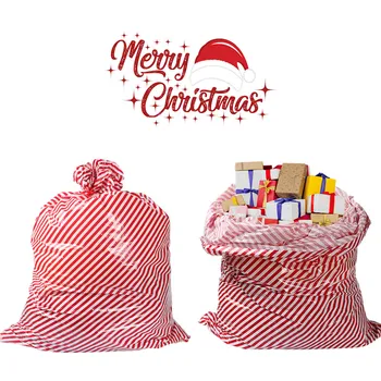 3ks Extra Veľké Vianočné Darčekové Sáčky Pre Balenie Predstavuje Červený A Biely Prúžok Plastové Darčekové Tašky Xmas Party Láskavosti Dodávky Obrázok