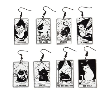 1 Pár Čierna a Biela Mačka Tarouca Zvierat Náušnice veštenie Remeslá Módne Kúzlo, Šperky, Doplnky, Darčeky Obrázok