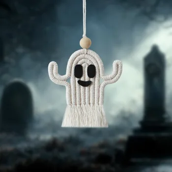 Handwoven Ghost Krytý Bavlna Hangable Ghost Ornament Ghost Prívesok pre Halloween Party Horor Ghost Dekorácie pre Domov Obrázok