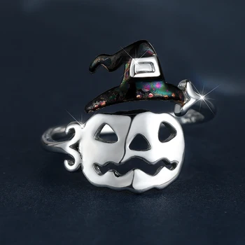 Gotický Halloween Tekvica Klobúk Ghost Krúžok pre Ženy Strieborné Pozlátené Nastaviteľné Otvoriť Krúžky Trendy, Cool Party Príslušenstvo Šperky Obrázok