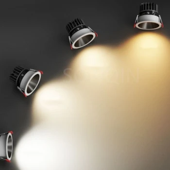 Zapustené Anti-glare LED Spot Light KLASU Hliníkové Stmievateľné Stropné Svietidlo 30° Nastaviteľný Uhol Downlight Domov Obývacia Izba, Spálňa Obrázok