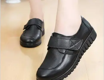 Nový Ženy Bytov topánky Ženy Originálne Kožené Topánky S black Pošmyknúť Na Bežné Ploché Topánky Ženy Mokasíny Mäkké Sestra Balerína Veľké Obrázok