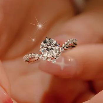 Hot Predaj Trendy Pazúry Dizajn Crystal Zirkón Zásnubné Prstene Pre Ženy, Ženské Svadobné Šperky Darček Módne Ženy Dievča Krúžky Obrázok