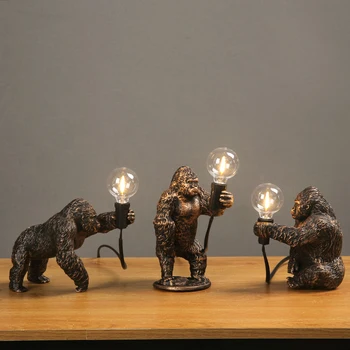 Živica Dekor stolná Lampa King Kong Gorila Výbuchy Krytý Noc Ľahké Remesiel Tvorivé Zvierat Stolná Lampa tabuľka svetlo pre spálne Obrázok