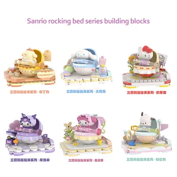 Sanrio Trasie Posteľ Stavebné Bloky, Komiksu, Anime Hello Kitty Moje Melódie Cinnamoroll Kuromi Tehly Ozdoby na detské Hračky Darček Obrázok
