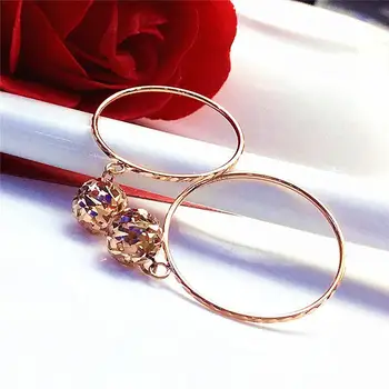 585 fialová zlaté á 14K golden rose kolo perličiek prívesok výtvarné krúžky pre ženy otvorenie klasické jednoduché, jasné šperky darček Obrázok