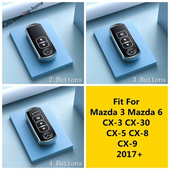 TPU Kľúča Vozidla Prípade Reťazca Kryt Plášťa Chránič Dekorácie, Doplnky Interiéru Pre Mazda 3 6 CX-3 CX-30 CX-5 CX-8 CX-9 2017 - 2023 Obrázok