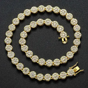 Módne Šperky 10 mm Náramok Kvet Petal Kolo Kubánskej Reťazca Mužov Cool Hip Hop Plný Diamond Hip Hop Náhrdelník pre Ženy a Mužov Obrázok