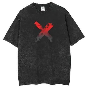 Hip Hop pánske T-shirt 2023 Umyté Street Wear Unisex X Tlač Retro Nadrozmerné Bežné Krátky Rukáv Harajuku Kolo Krku Top Retro S Obrázok