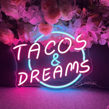 Tacos Sen Neónový nápis Led Svetlá Reštaurácia, Jedáleň Jedáleň Izba Dekor Stene Visí Neónové svietidlo LED Prihlásiť Rýchlo Predajňa Potravín Signboard Obrázok