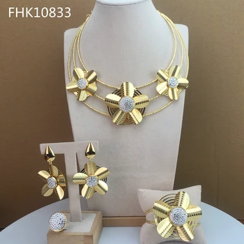 Yuminglai FHK10833 Klasická High-end Luxusný Dizajn Dubaj Žena Nigérijský Afriky Šperky Sady Obrázok