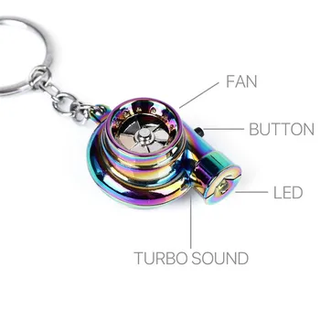 Zábavné Aplikácie Keychain Auto Kovové Keyring Zvuk Turbo Tlačidlo Rukáv Ložisko Spinning Model Turbíny Turbo Krúžok Tlačidlo Turbo Tvarované Obrázok