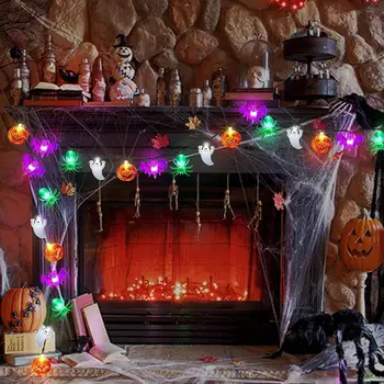 Halloween String Svetlo S Diaľkovým Ovládaním Nepremokavé 8 Svetelné Režimy Batériové Bat Spider Tekvica String Svetlo Obrázok