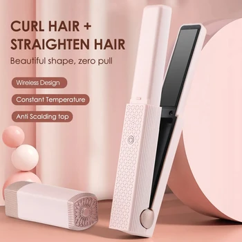 Nový Hair Straightener Keramická kulma na Narovnávanie vlasov Styling Nástroje Bezdrôtového pripojenia USB Nabíjanie Prenosných Cestovné Vlasy Curle Starostlivosť Obrázok