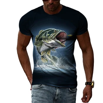 Zaujímavé 3D Rybárske Grafické T Košele Lete Trendyol Mužov Osobnosti Príležitostné Tlače T-shirt O-krku Hip-Hop Štýl Streetwear Čaj Obrázok