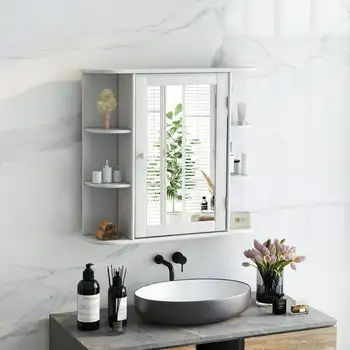 Montáž Stien Kúpeľne, Skrinka Na Odkladanie Vecí Zrkadlo Biela Obrázok